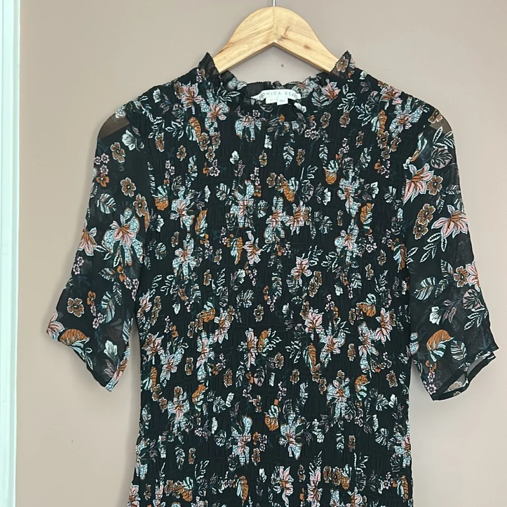 Veronica Beard Gabi Floral Smocked Dress Black Size 2 (XS) - Picture 13 of 13